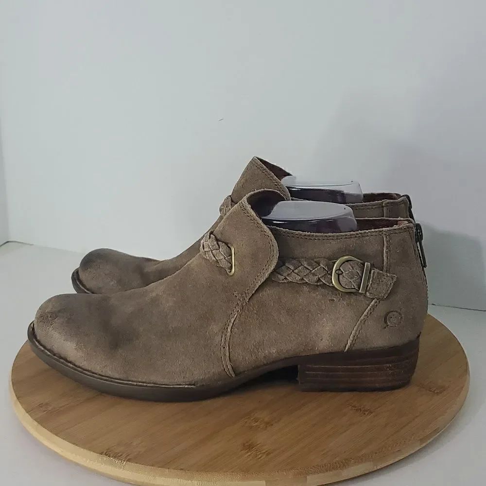 Born Sylvia Leather Braid Booties Tan Women's Size 10M - Picture 4 of 12